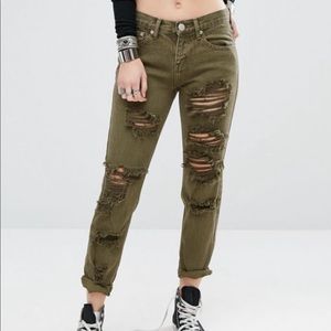 ASOS Petite Destroyed Boyfriend Jeans
